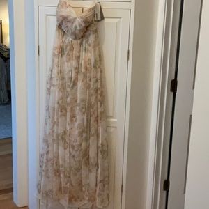 Jenny Yoo Blush Floral Chiffon Gown Size 6 NWT